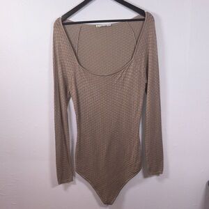 Abercrombie & Fitch Women’s Beige Knit Patterned Bodysuit Size Large Feminine